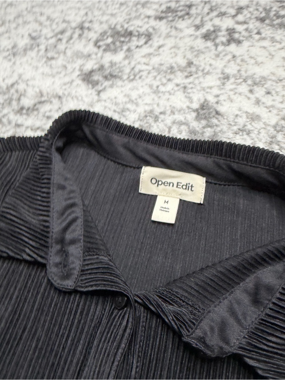 OPEN EDIT NORDSTROM Black Plisse Pleat Two Piece Shorts Pajama Set Medium - Picture 7 of 9
